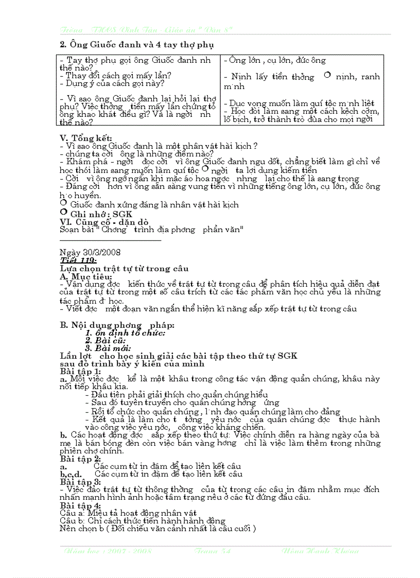 image for page Giáo án ngữ văn lớp 8 học kì II