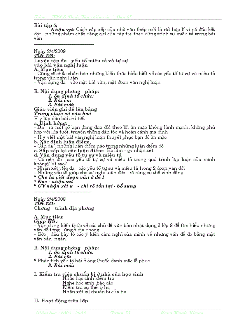 image for page Giáo án ngữ văn lớp 8 học kì II