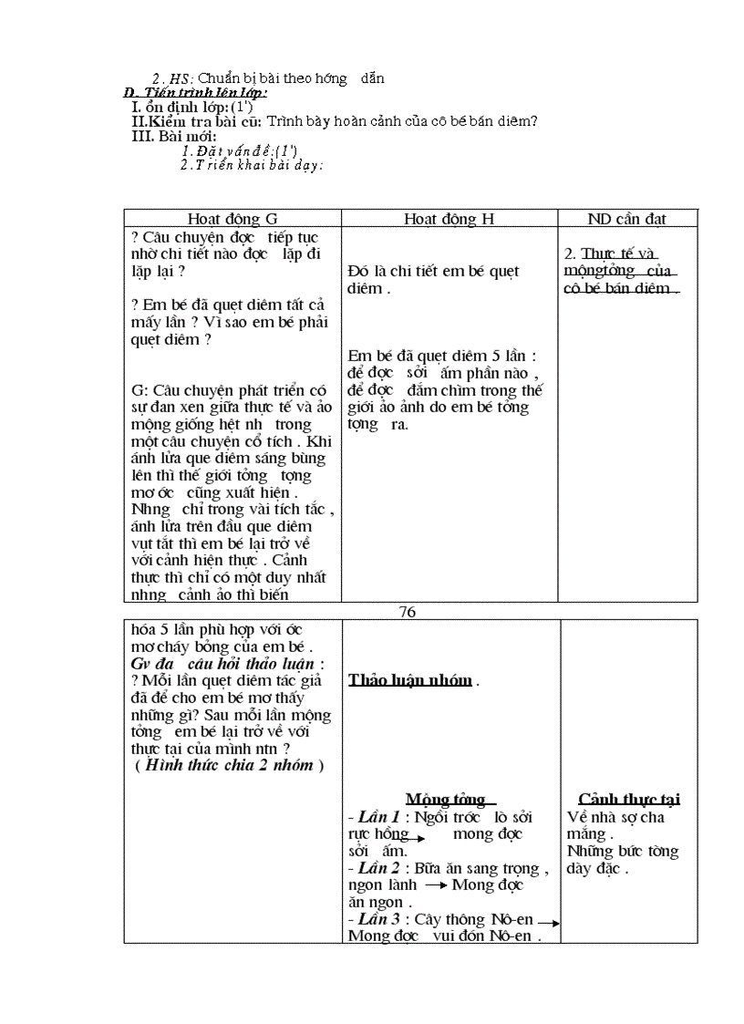 image for page Giáo án ngữ văn8 3 cột chuẩn KTKN