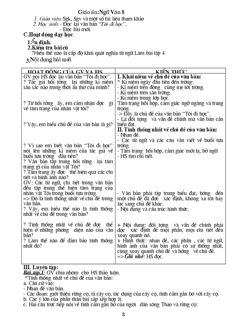 image for page Giao an Van 8 Chuan KT