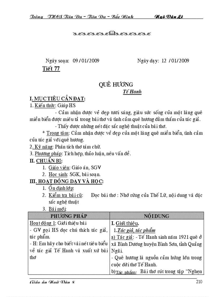 image for page Giáo án văn 8 Kì II Chuẩn