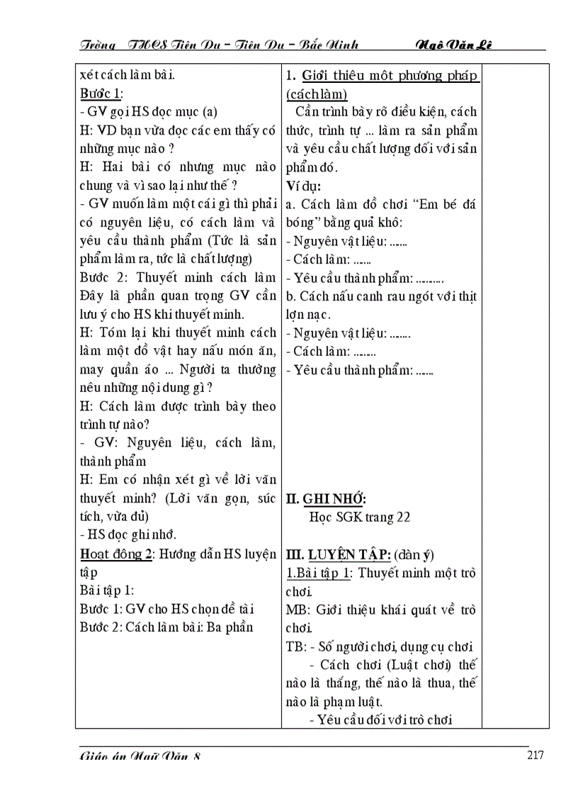 image for page Giáo án văn 8 Kì II Chuẩn