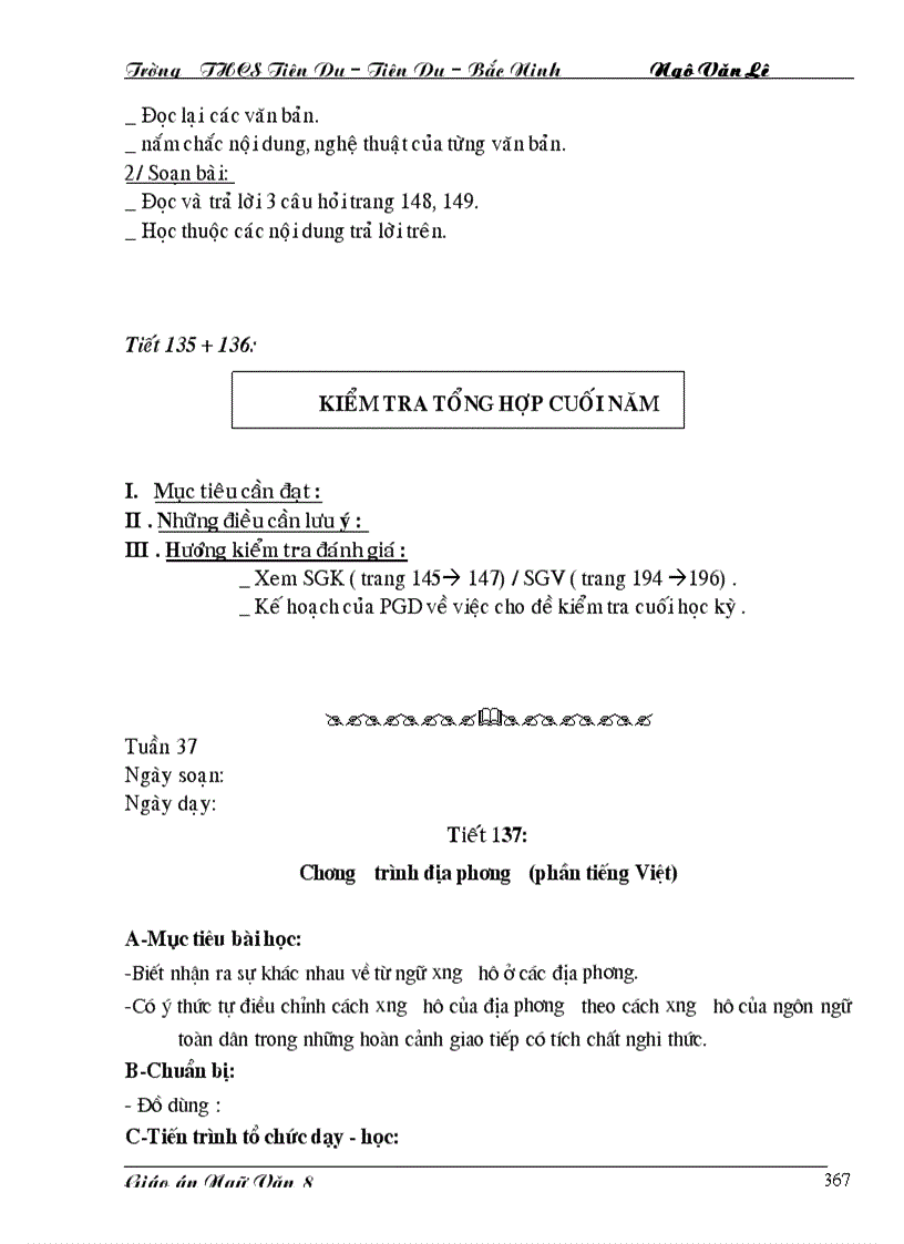 image for page Giáo án văn 8 Kì II Chuẩn