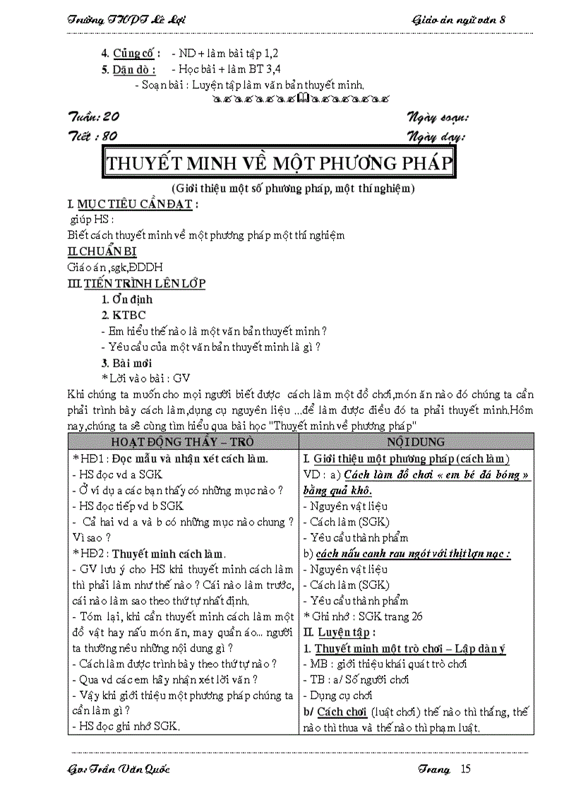 image for page Giáo án ngữ văn 8 HK II 1