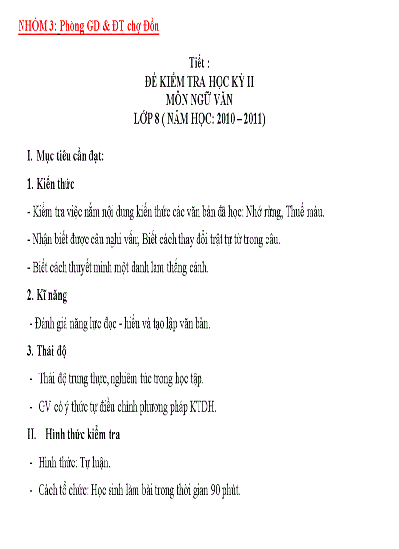 image for page Ma trận đề kiểm tra học kỳ 2 văn 8