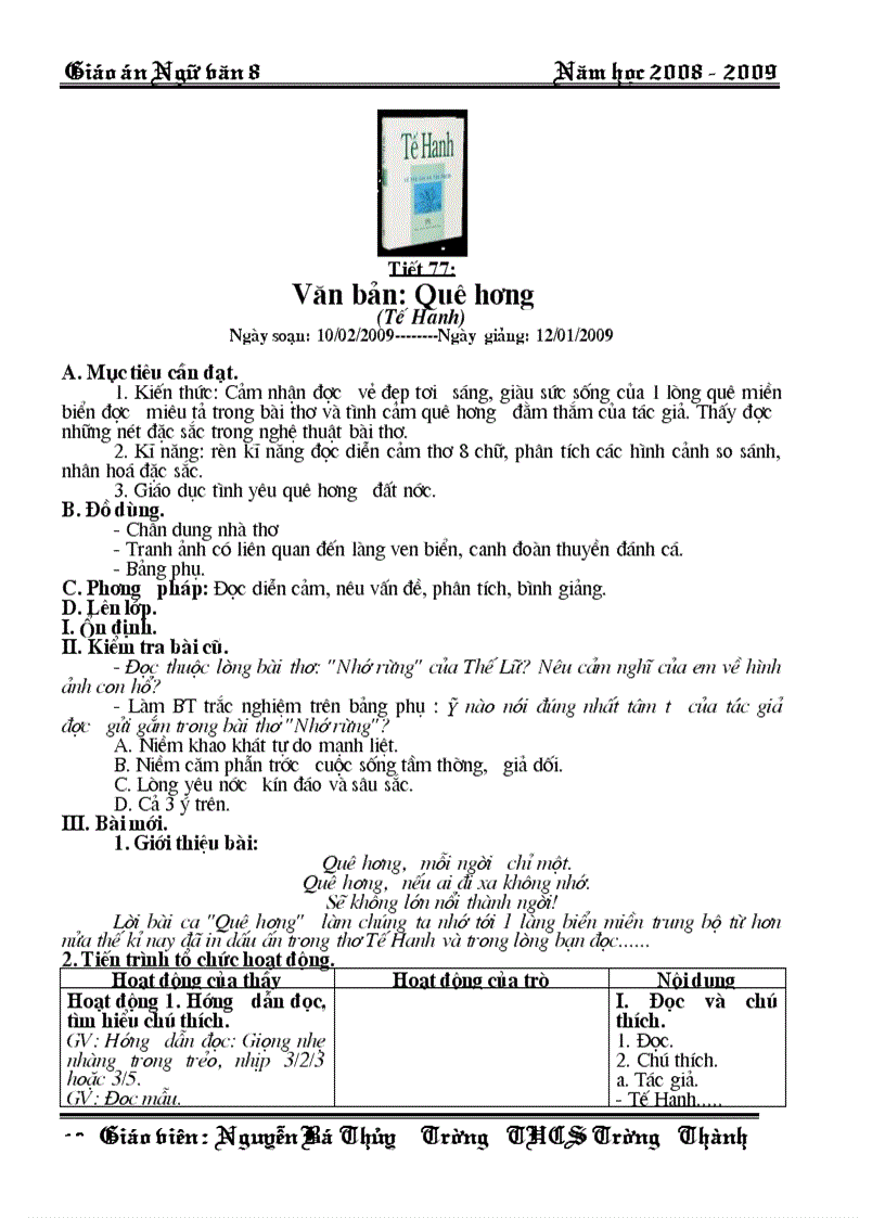 image for page Ngữ văn 8 HKII 08 09