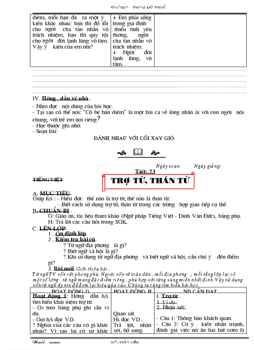 image for page Ngữ văn 8 Học kì I 3 cột chuẩn