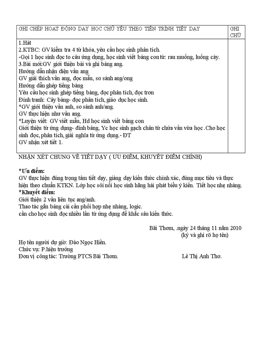 image for page Phiếu đánh giá tiết dạy tiểu học