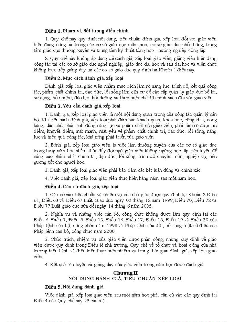 image for page Quy chế đánh giá xếp loại giáo viên mầm non