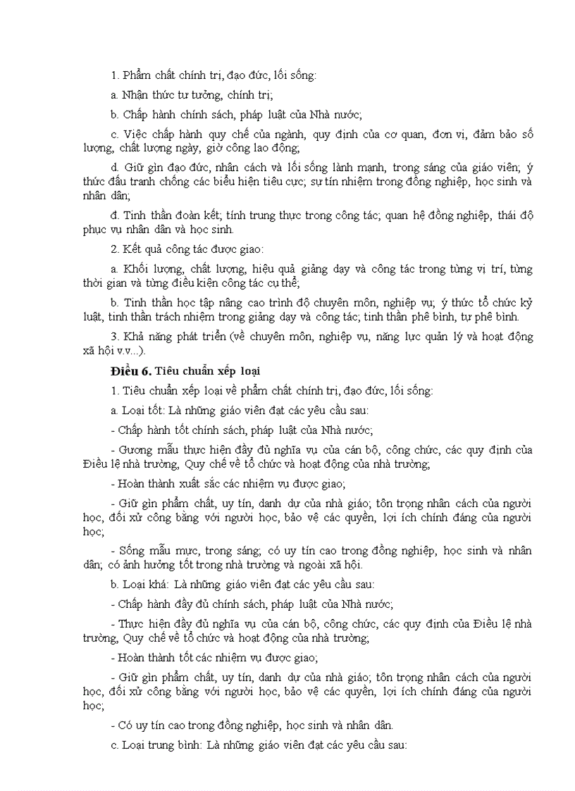 image for page Quy chế đánh giá xếp loại giáo viên mầm non