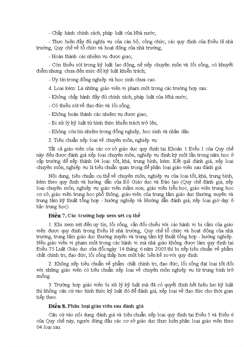 image for page Quy chế đánh giá xếp loại giáo viên mầm non