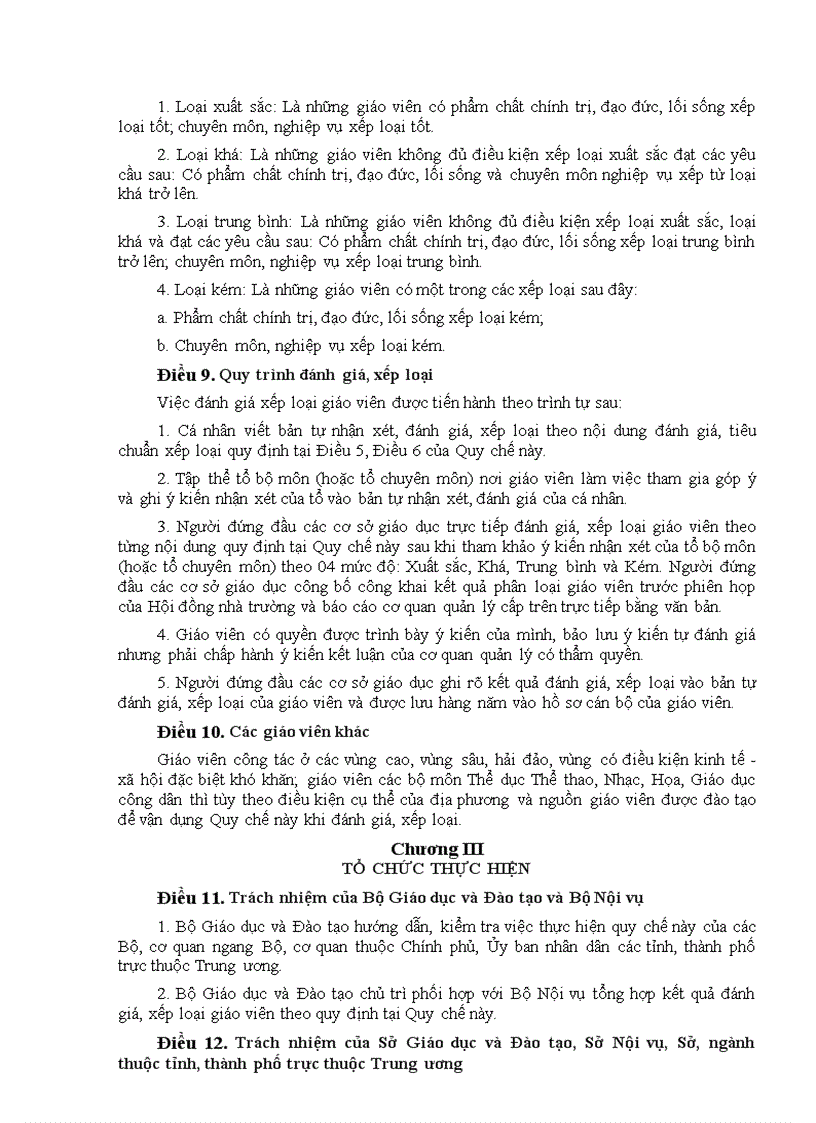 image for page Quy chế đánh giá xếp loại giáo viên mầm non