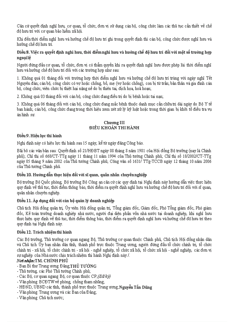 image for page Quy định về thủ tục nghỉ hưu