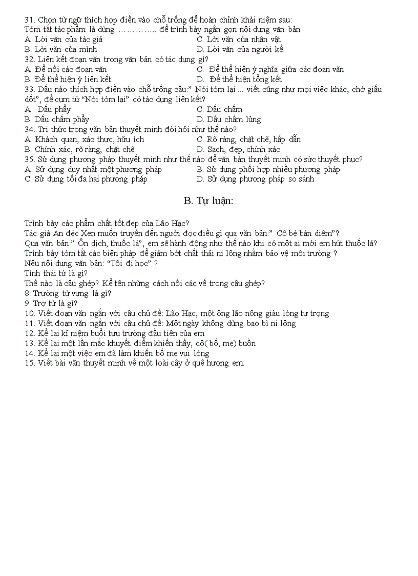 image for page Tài liêu giúp hs tự ôn văn 8 hk i