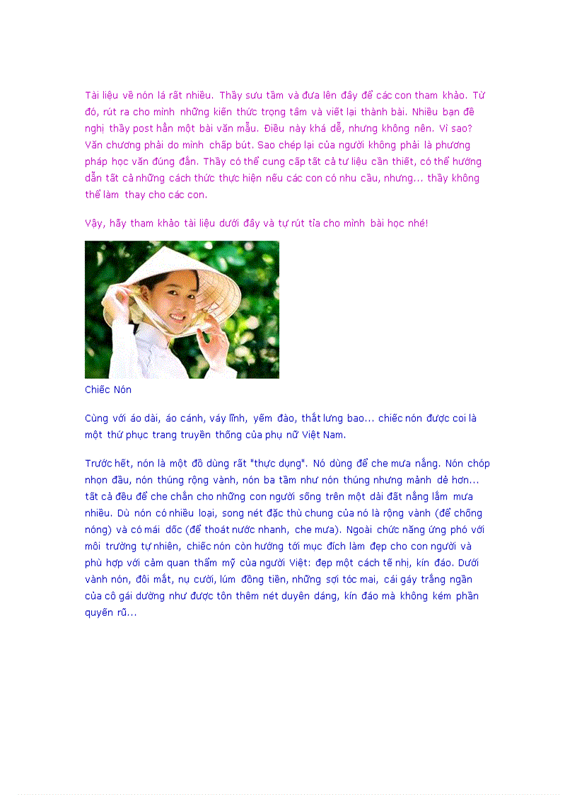 image for page Thuyết minh về chiếc nón lá