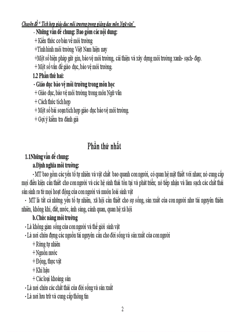image for page Tích hợp GD môi trường trong môn ngữ văn
