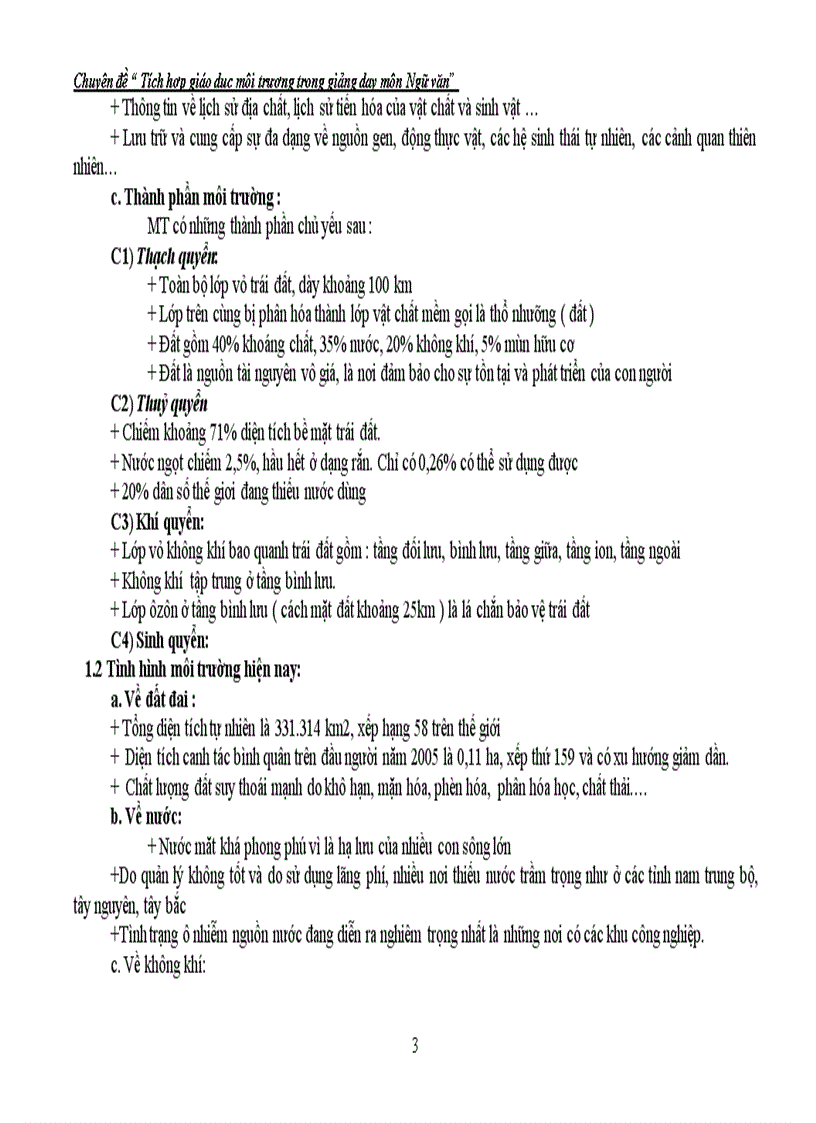 image for page Tích hợp GD môi trường trong môn ngữ văn