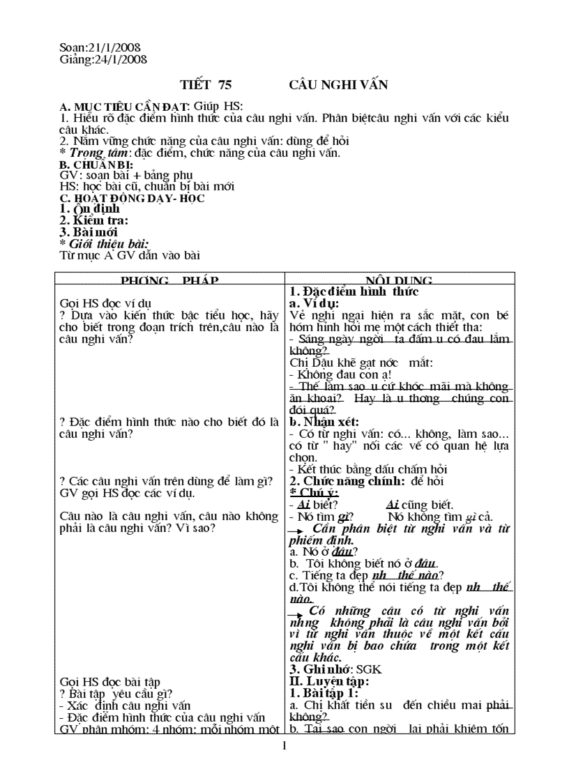 image for page Tiết 75 Câu nghi vấn