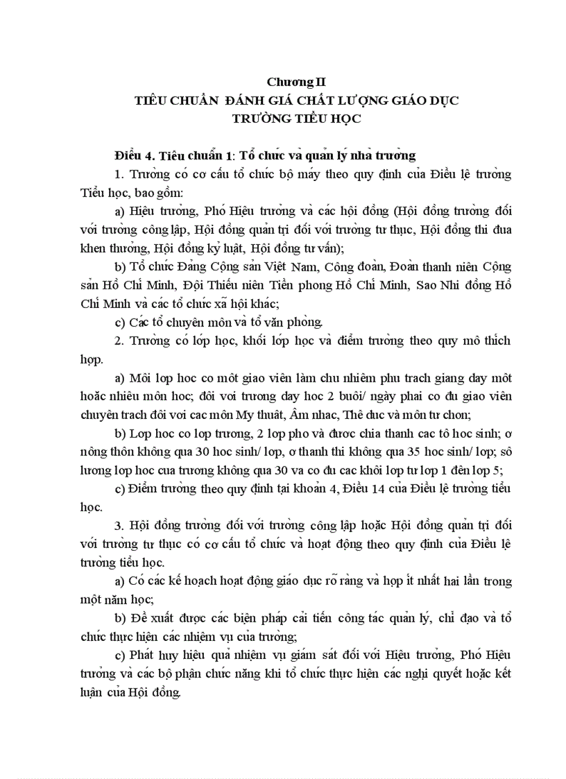 image for page Tiêu chí đánh giá chất lượng GD trường Tiểu học