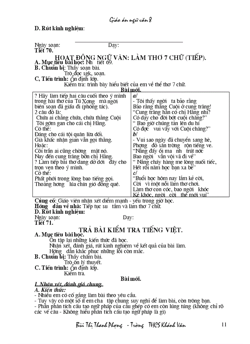 image for page Toàn bộ giáo án Ngữ văn 8