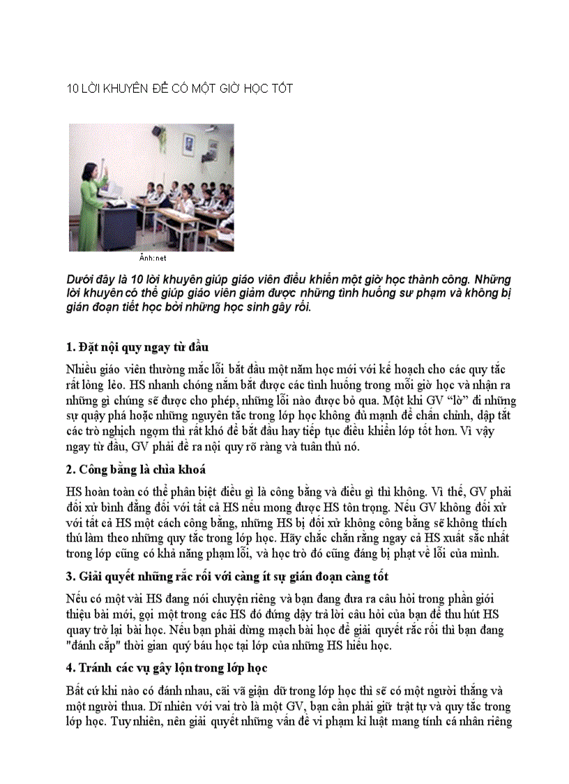 image for page 10 lời khuyên cho một giờ học tốt