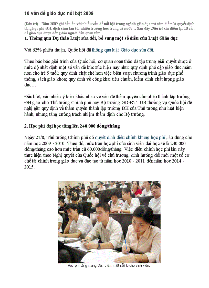image for page 10 sự kiện giáo duc nổi bật năm 2009