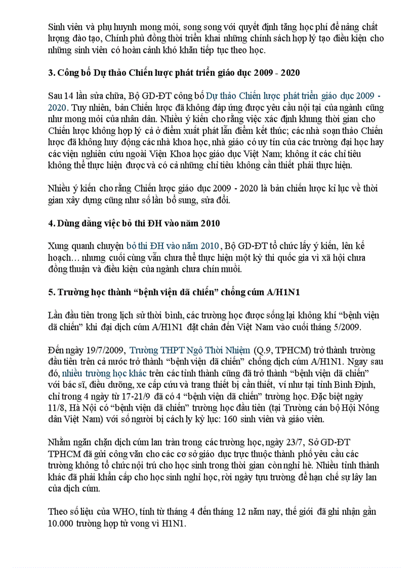 image for page 10 sự kiện giáo duc nổi bật năm 2009