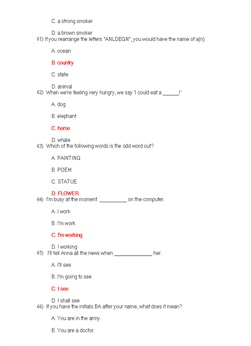 image for page 100 câu hỏi trắc nghiệm Tiếng Anh ôn thi ĐH