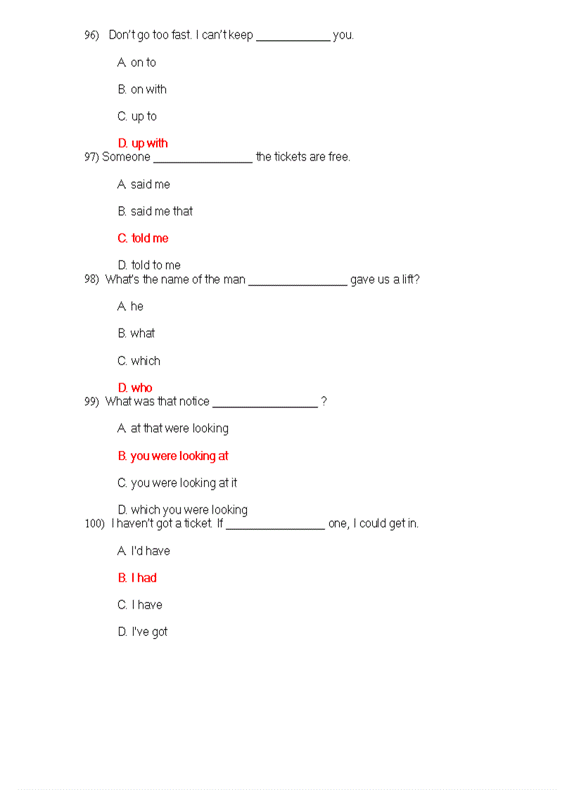 image for page 100 câu hỏi trắc nghiệm Tiếng Anh ôn thi ĐH