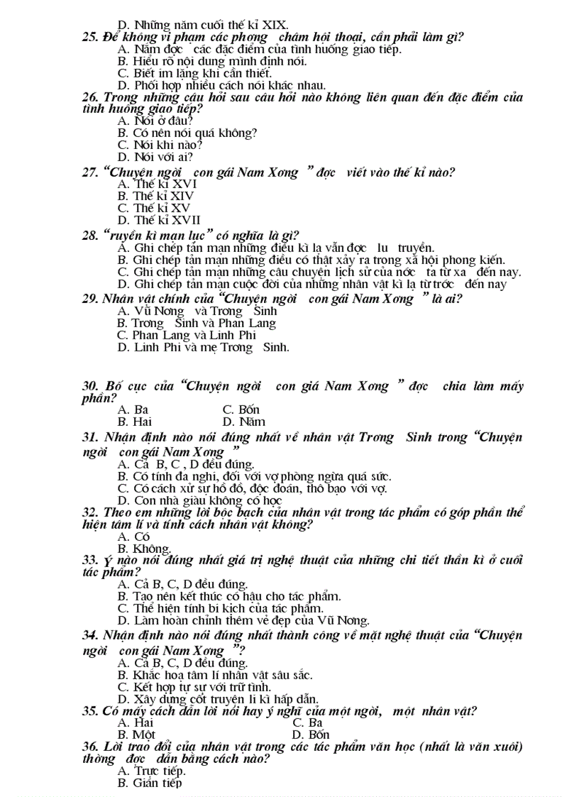 image for page 100 cau hoi trac nghiem Van 9 ki I