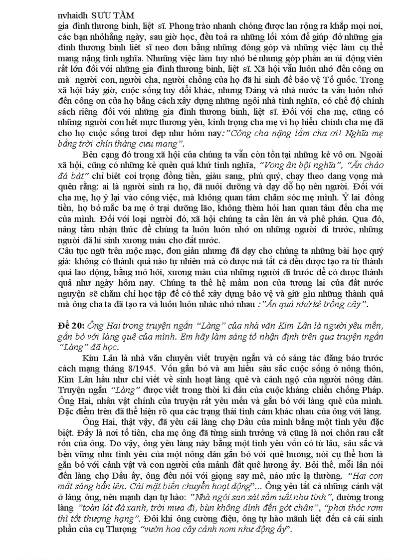 image for page 20 bài văn hay lớp 9