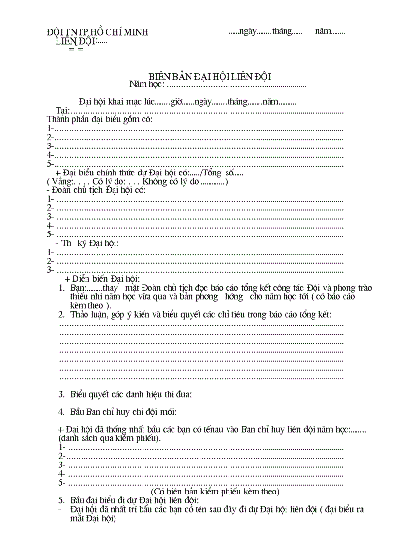 image for page Biên bản Đại hội liên đội