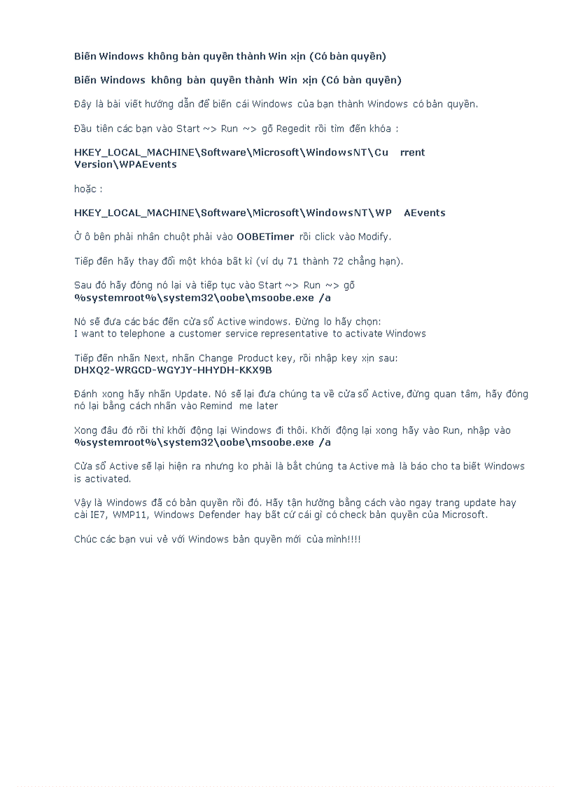 image for page Biến Windows không bản quyền thành Win xịn