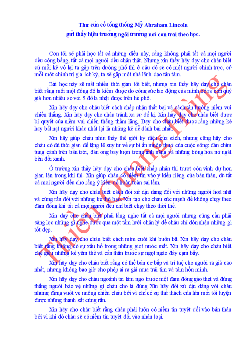 image for page Bức thư TT Mỹ gửi Hiệu trưởng