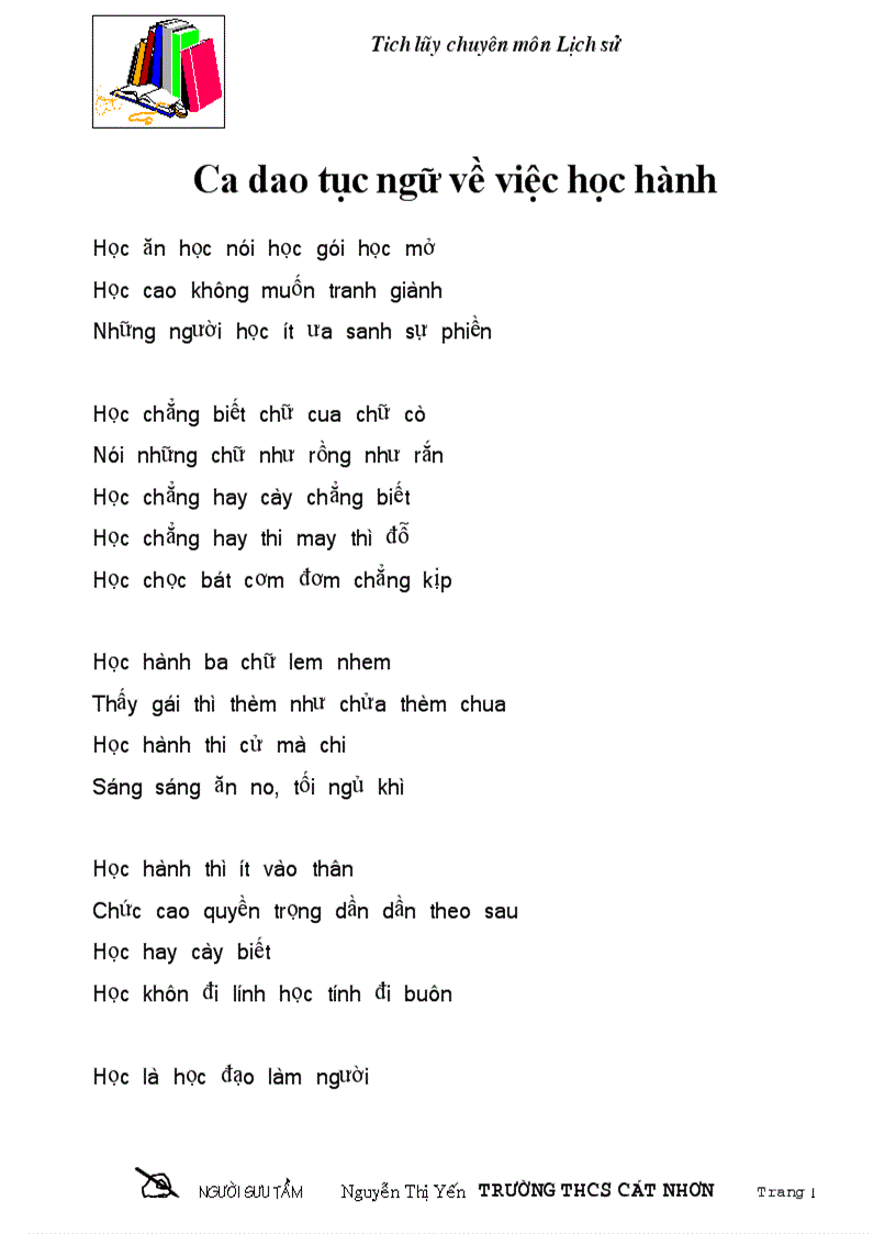 image for page Ca dao tục ngữ về việc học hành