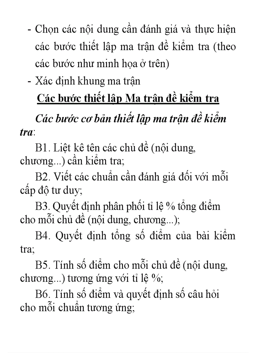 image for page Các bướcthiếtlập Ma trận đề kiểm tra 1