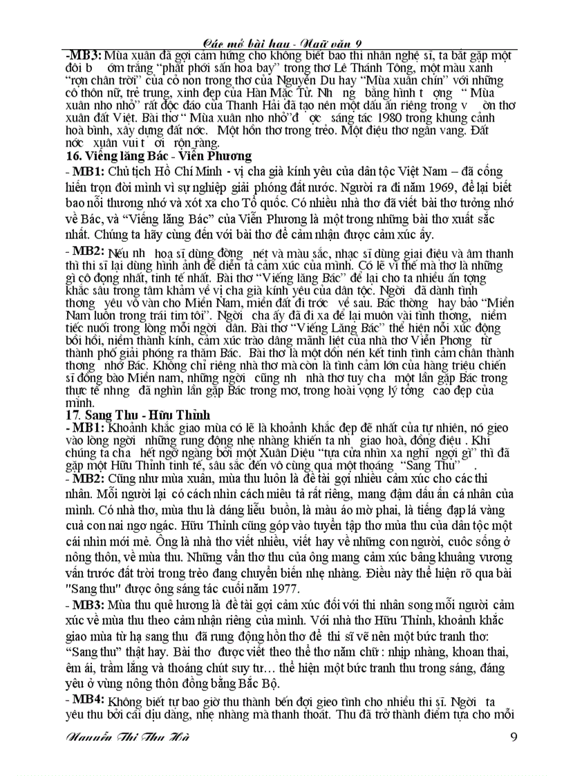 image for page Các mở bài hay Ngữ văn 9