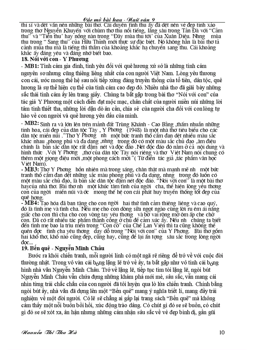 image for page Các mở bài hay Ngữ văn 9