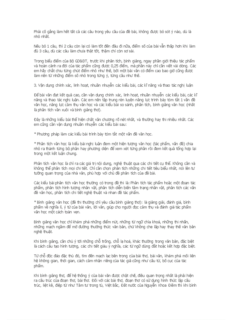 image for page Cách làm bài thi môn Văn đạt điểm cao