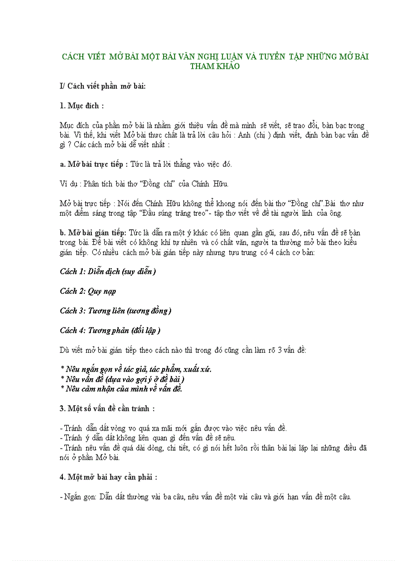 image for page Cách viết mở bài một bài văn nghị luận