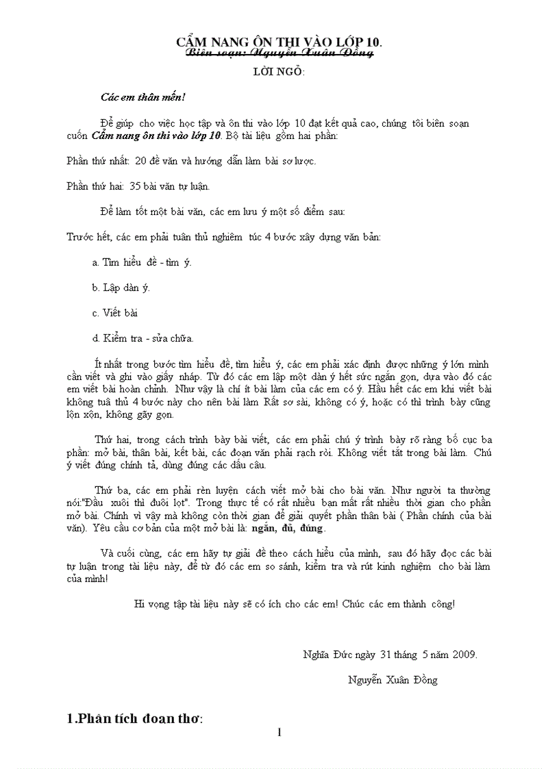 image for page Cẩm nang ôn thi vào lớp 10 Phần 2 35 bài văn tự luận