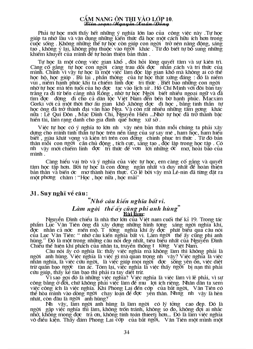 image for page Cẩm nang ôn thi vào lớp 10 Phần 2 35 bài văn tự luận