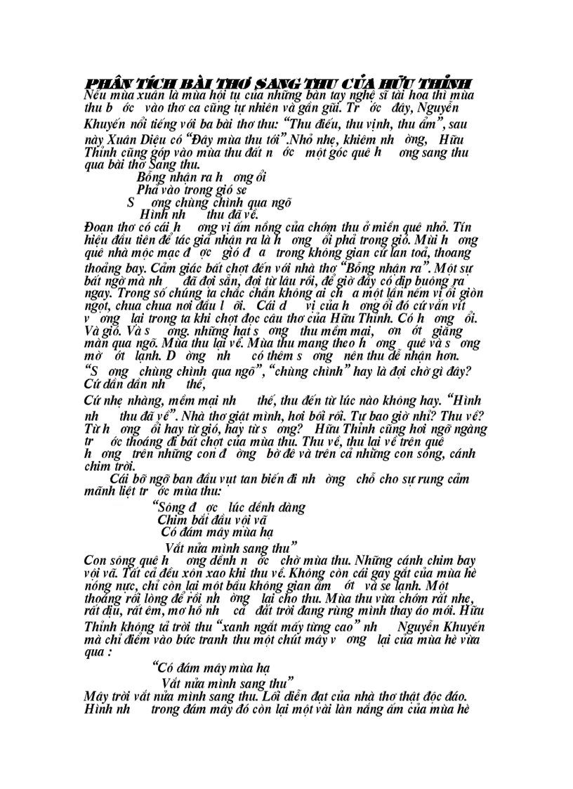 image for page Cam nhan ve bai tho Sang thu