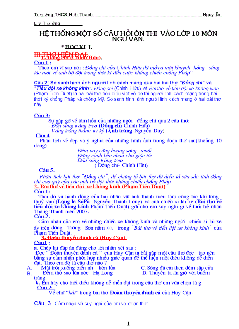 image for page Cau hoi on thi lop 10