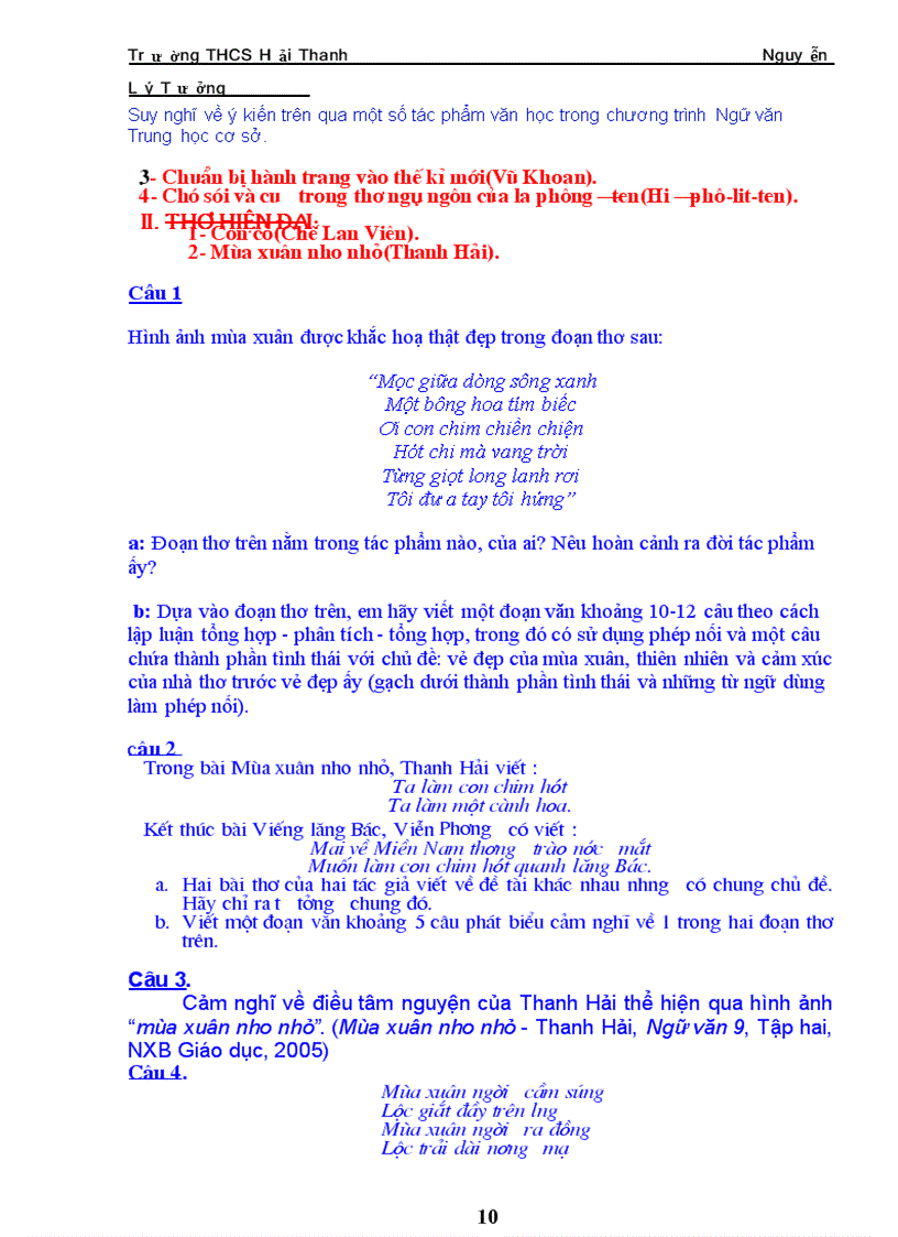 image for page Cau hoi on thi lop 10