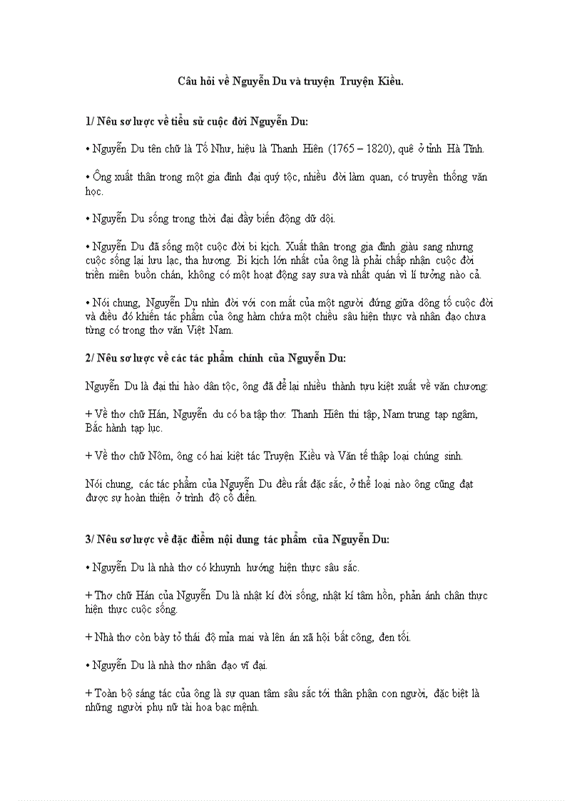 image for page Câu hỏi về Nguyễn Du và Truyện Kiều