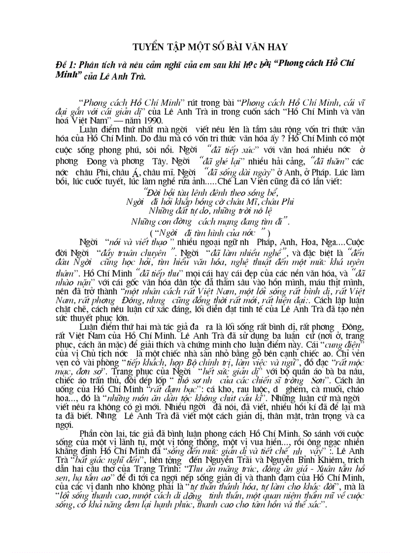 image for page Chọn lọc một số bài văn hay lớp 9