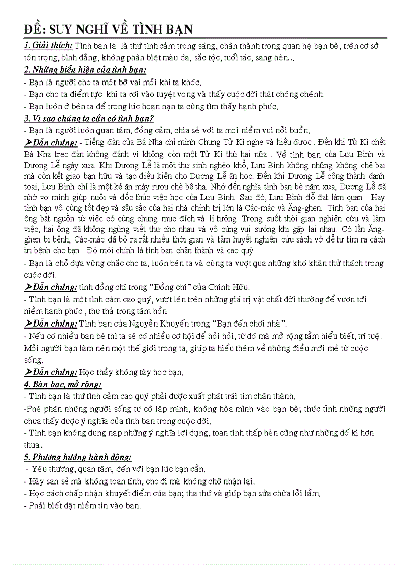 image for page Dàn bài NLXH Tình bạn