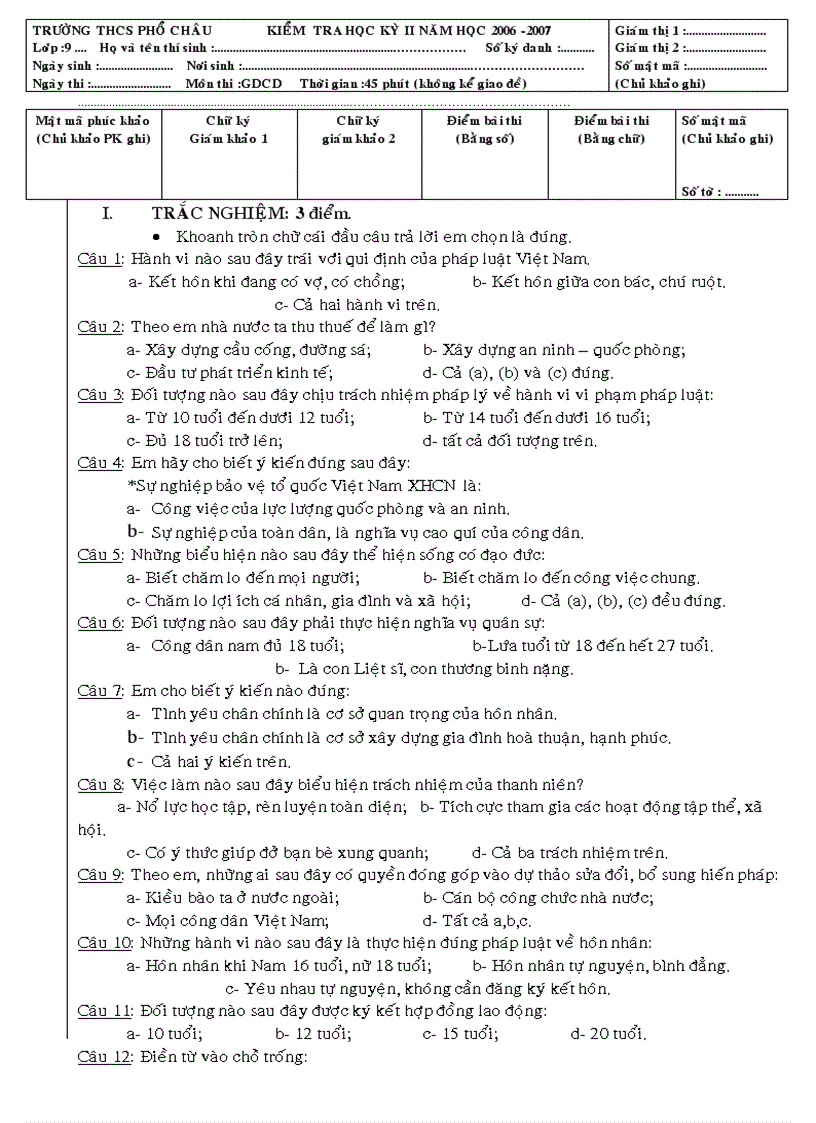 image for page Đề GDCD 9