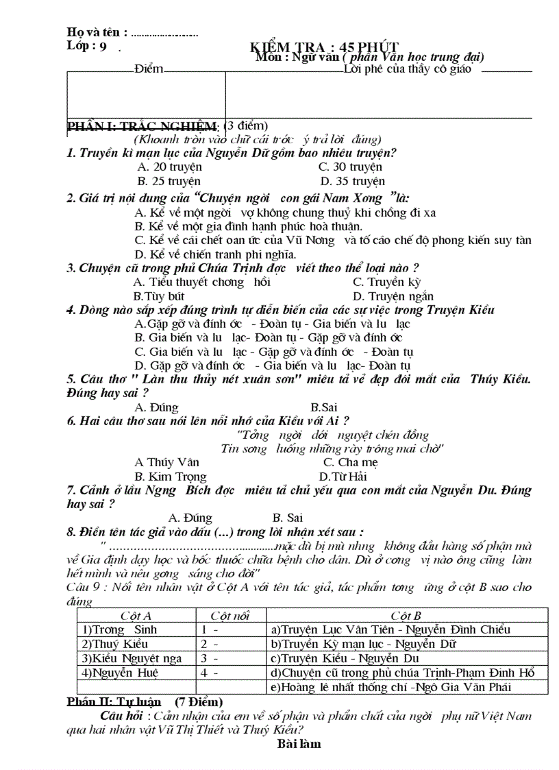 image for page Đề kiểm tra 1 tiết Văn 9